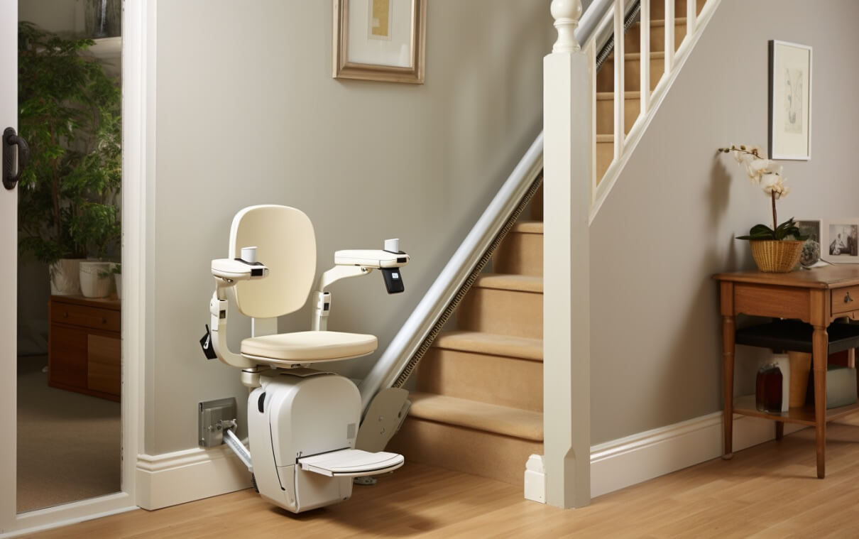 Stairlift installed on a residential staircase